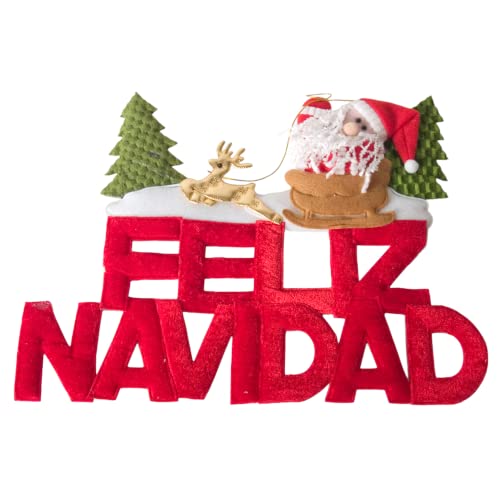 TIENDA EURASIA® Colgantes Originales Feliz Navidad - Adornos Navidad - Decoracion Navidad - Navidad Decoracion Casa (50290 - Cartel Feliz Navidad 36x27,5 cm)