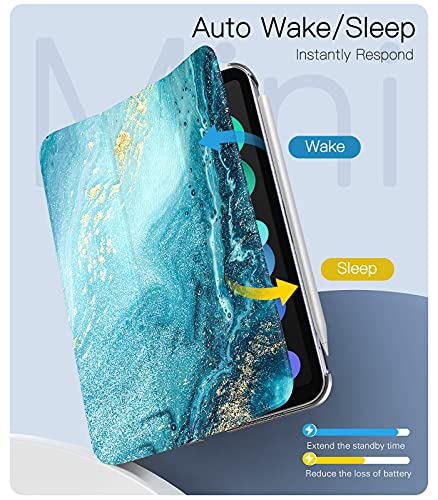 TiMOVO Funda Compatible con Nuevo iPad Mini 6ª Generación, iPad Mini 6 Funda(8.3'', 2021) Tableta, Carcasa Trifold Admitir Carga Magnética de 2nd Gen iPencil Auto & Estela/Sueño, Dorado