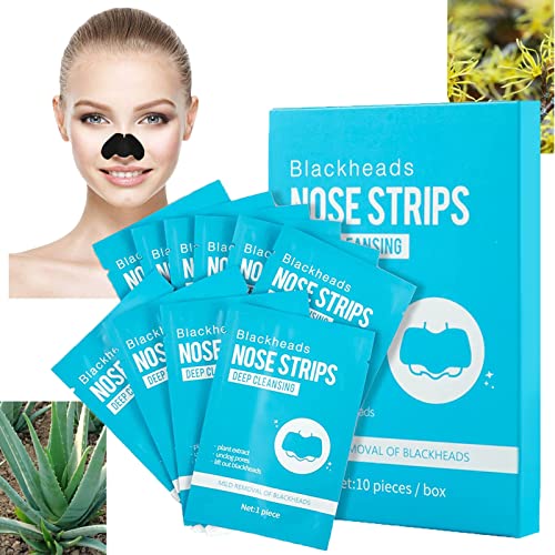 Tiras de Espinillas,Nose Strips,Tiras Nasales De Eliminación De Puntos Negros,Blackhead Nose Strips,Limpieza Profunda Carbón de Bambú Tiras Nasales, Tiras de Carbón de Bambú Anti Puntos Negros (10Pcs)