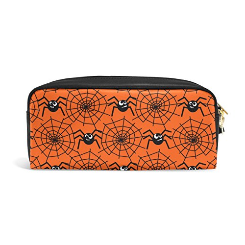 TIZORAX Halloween Spiders & Webs Estuche de piel sintética para estudiantes, bolígrafo de papelería, bolsa de maquillaje cosmético