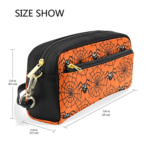 TIZORAX Halloween Spiders & Webs Estuche de piel sintética para estudiantes, bolígrafo de papelería, bolsa de maquillaje cosmético