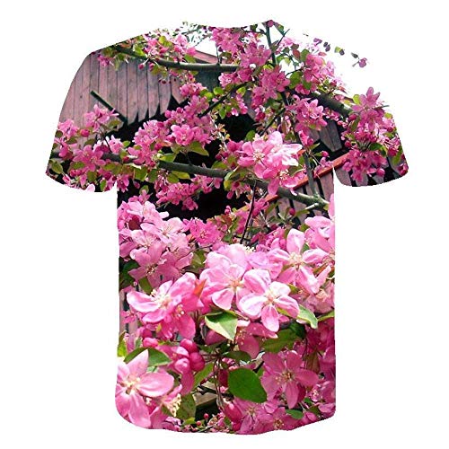 TJJY Hombres Streetwear Nuevo Verano 3D Rosa Tulipán Flor Camiseta Casual Impresión 3D Camiseta Planta Flor-M