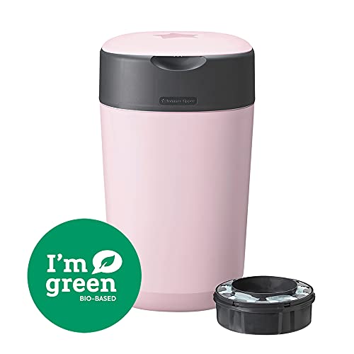 Tommee Tippee - Contenedor Para Pañales Avanzado Twist And Click, Nuevo Sistema Ecológico, Incluye 1 Recambio Con Película Greenfilm Antibacteriana Y Sostenible, Unisex, Rosa