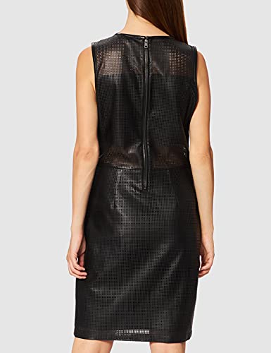 Tommy Hilfiger Devi Faux Leather Lazered SL Dress Vestido, Negro (Tommy Black 099), (Talla del Fabricante: Medium) para Mujer