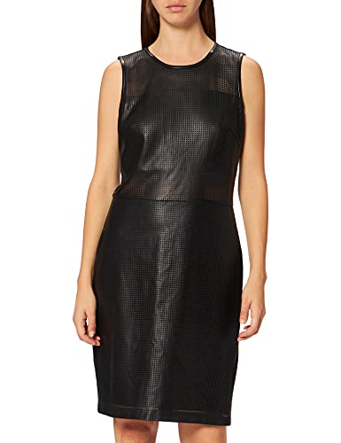 Tommy Hilfiger Devi Faux Leather Lazered SL Dress Vestido, Negro (Tommy Black 099), (Talla del Fabricante: Medium) para Mujer