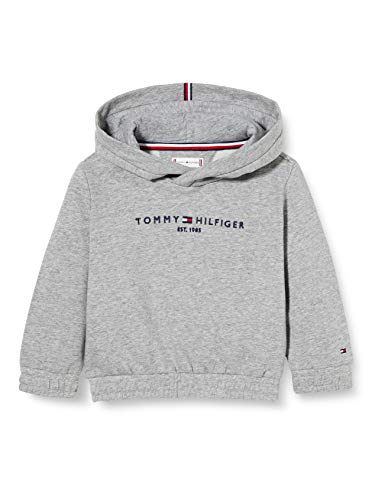 Tommy Hilfiger Essential Hooded Sweatshirt Suéter, Mid Grey Htr, 80 para Niñas