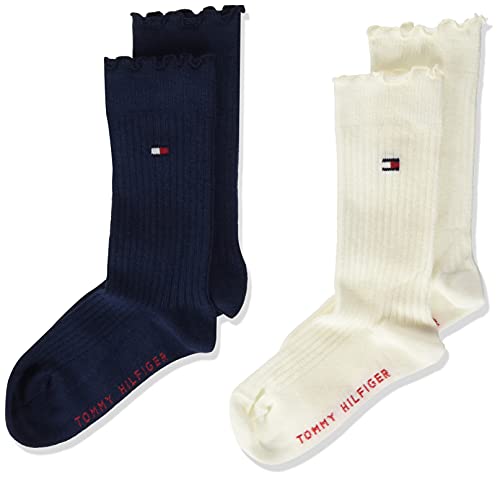 Tommy Hilfiger Ruffle Slouchy Girl'S Socks Calcetín clásico, Navy, 31 Regular Unisex Niños