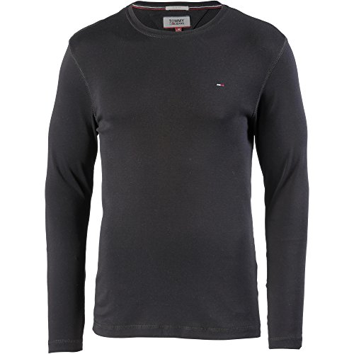 Tommy_Jeans Tjm Original Rib Longsleeve Tee, Camisa Manga Larga Hombre, Negro (Tommy Black 078), X-Large