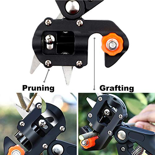 Toolwiz - Juego de Tijera Injertadora Profesional para Podar de Jardín o Árbol Frutal, Herramientas Tijeras de Corte 2 en 1 Tijeras de Corte para Ramas de Vid, Ramas de Árboles Frutal