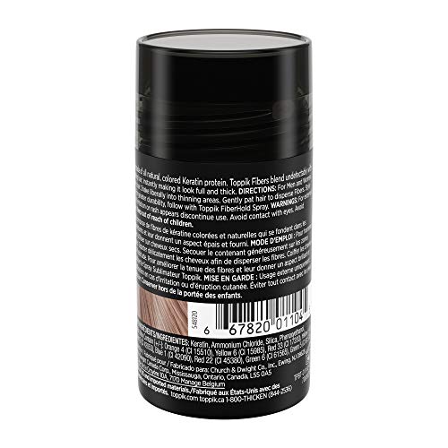 Toppik Fibras Capilares Castaño Claro, Fibras de Queratina para Crear más Densidad en el Cabello de Forma Inmediata, 12 g