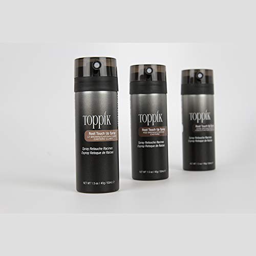 Toppik Spray Retoca Raíces, Castaño Claro, Cubre de Forma Instantánea las Raíces y las Canas sin Apelmazar el Cabello, 50 ml