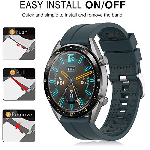 TOPsic Correa Huawei Watch GT 2/Huawei Watch GT Fashion/Sport/Active/Elegant/Classic/Gear S3 Frontier/Galaxy Watch 46mm/S3 Classic, 22mm Pulsera de Repuesto de Silicona Banda