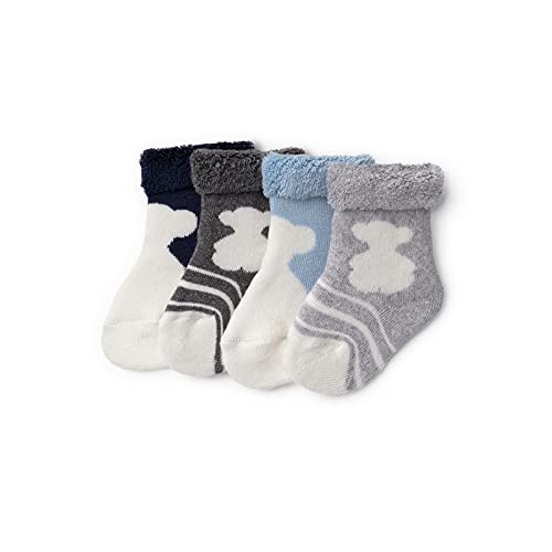 TOUS BABY - Set 4 calcetines variados, con logo TOUS para tu Bebé. (SSocks-1502 Celeste, 0-6 meses)