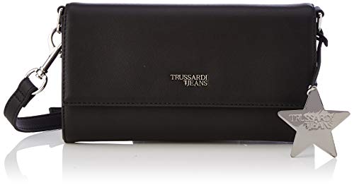 Trussardi Jeans T-Easy Clutch Charm Star Logo, Bolso de día para Mujer, Negro (Black), 25x14x1 Centimeters (W x H x L)