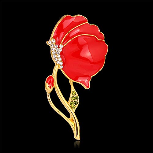 U-K Clavel Rojo Flor de Amapola Pin Insignia Cristales Broche Ropa Mochila Accesorios de decoración opio amapolaProcesamiento de Moda