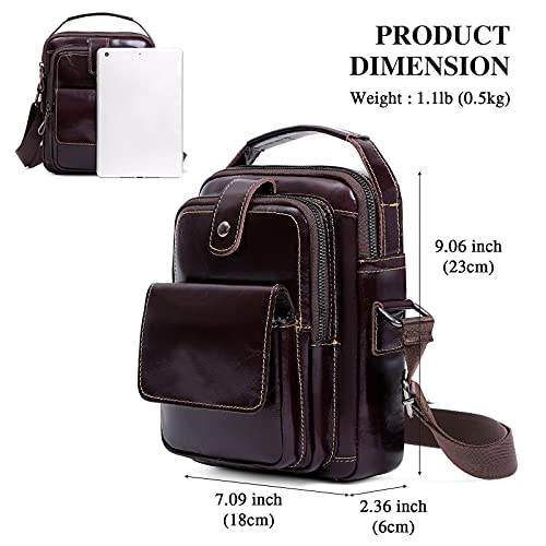 UBORSE Hombre Bolsos de Hombro Tipo Mensajero Piel Genuina Clásico Casual Crossbody del Negocios Trabajo Bolsa Cruzada