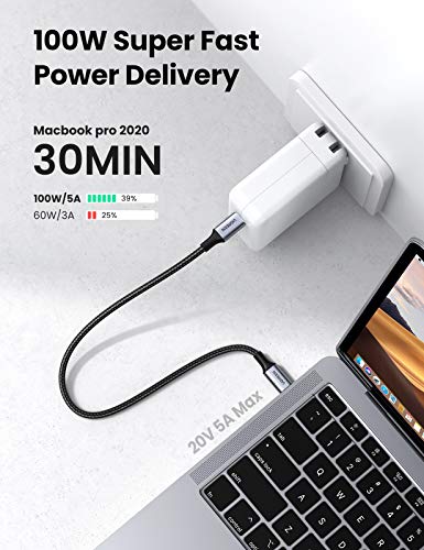 UGREEN Cable USB C a USB C 100W, Cable USB Tipo C, 20V/5A Cable USB C Carga Rápida Compatible con MacBook Pro 16'' 15" 13", MacBook, iMac, DELL XPS, Galaxy S21 S20, Huawei P40 P30, Xiaomi 11-1 Metro