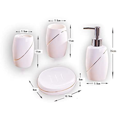 UKUOFL Juego de Accesorios de baño de cerámica Juego de 5 Piezas Botella de loción Soporte para Cepillo de Dientes Taza para la Boca x2 Jabonera (Rojo) Happy House