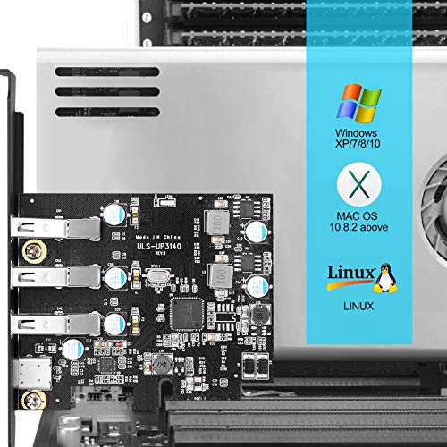 ULANSeN Tarjeta de expansión PCI-E a USB 3.0 Tipo C +3 Tipo A - Interfaz USB 3.0 Tarjeta Express de 4 puertos de escritorio Soporta UASP con soporte de perfil bajo para Windows MAC Pro Linux