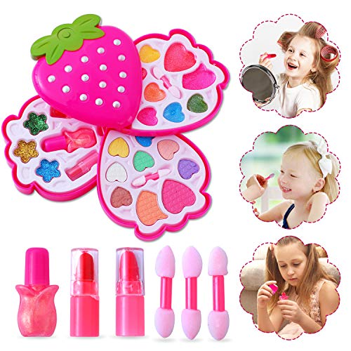 Ulikey Juguetes de Maquillaje Niñas, Juego de Maquillaje Lavables, Caja de Maquillaje, Maquillaje Niños Set Cosméticos Regalo de Princesa Cumpleaños y Navidad para Niños (Rosa)