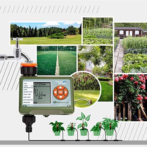 Ultranatura Programador Pantalla LCD, para regar macetas, césped, etc, Control Salida y Cuatro ciclos de riego
