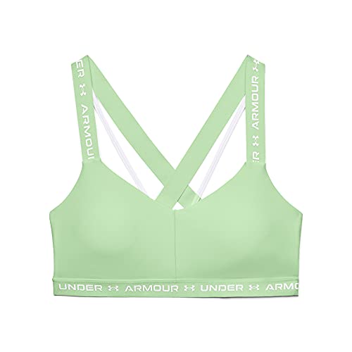 Under Armour Women's Crossback Low Bra, Aqua Foam (335)/White, Medium