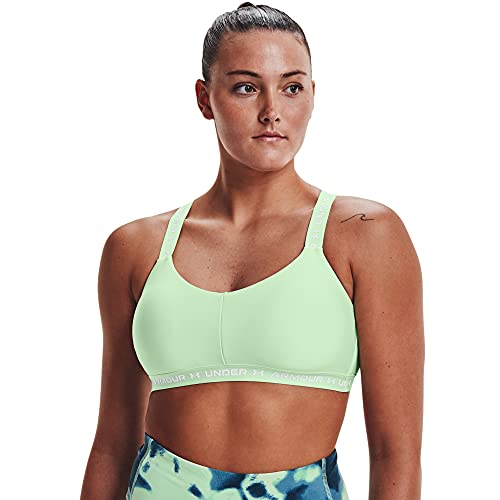 Under Armour Women's Crossback Low Bra, Aqua Foam (335)/White, Medium