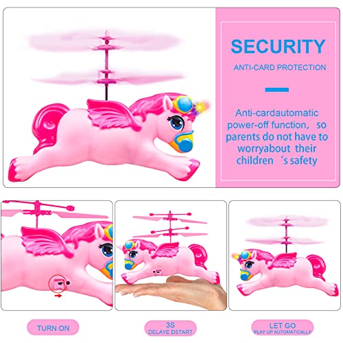 Unicorn Toys Regalos para niñas de 6 años de Edad, RC Flying Fairy Toy Pink Mini Remote y Unicorn Helicoptero controlado a Mano para Regalos de cumpleaños