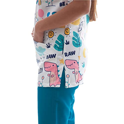 Uniforme Sanitario Mujer Ropa Trabajo Pijama Medico Casaca Enfermera Estetica Peluqueria Veterinaria Hospital Limpieza y Empleada Hogar Antilejía y No Destiñe - Casaca Enanos Mujer L