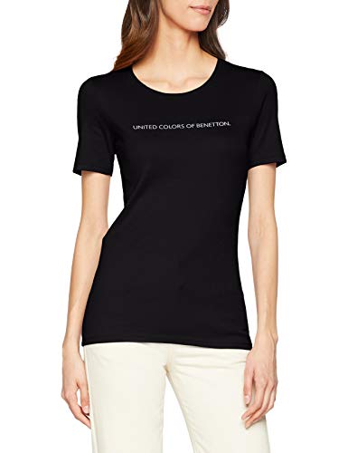 United Colors of Benetton T-Shirt Jersey, Negro (Nero 100), Medium para Mujer