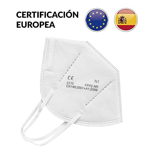 Up Mask x100 | Mascarillas FFP2 de 5 Capas con Certificación Europea Blancas 👍 CE 0370 | EN149:2001+A1:2009 | UE 2016/425