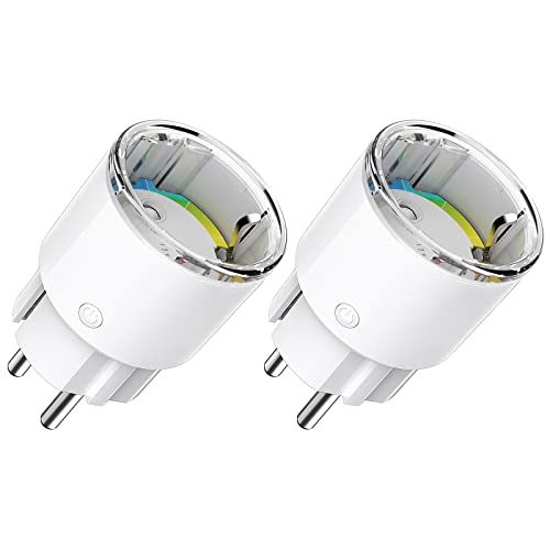 Usmart Mini Enchufe Inteligente Wifi, Enchufe Alexa programable WIFI Control Remoto por APP, Smart Plug Funcionar con Monitor de Energía/Temporización, Compatible con Alexa/Google Home, 2 Packs