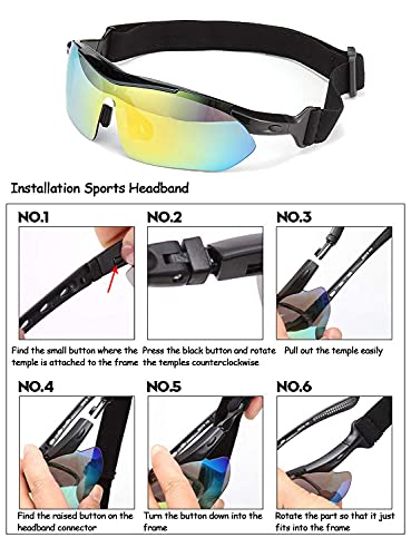 V VILISUN Gafas de Ciclismo, Unisex Sport Gafas con 5 Lentes Intercambiables, Gafas de Sol Polarizadas Deportivas, UV 400 Protección Gafas Deportivas Polarizadas