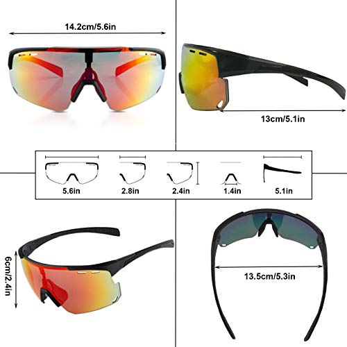 V VILISUN Gafas Deportivas Polarizadas con Protección UV400 con 4 Lentes Intercambiables Gafas De Ciclismo Mujeres Hombres para Deportes Al Aire Libre Ciclismo Motociclismo Correr Pesca Golf