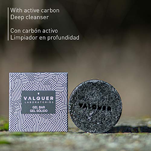 Valquer Laboratorios Válquer Gel Corporal Sólido, con Carbón Activo, Calmante y Limpiador en Profundidad de la Piel, Vegano, Sin Jabón, Sin Plástico, Sin Siliconas, Ecológico, 50 G