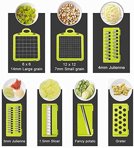 Vegetable Chopper Slicer, Food Chopper D L D Onion Dicer Veggie Slicer Cutter with Multi-Functional Interchangeable Blades Cheese Grater for Garlic Carrot Potato Tomato Fruit Salad