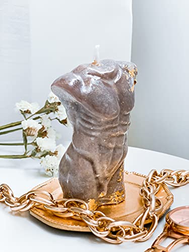 Vela aromática para mujer, cuerpo femenino y masculino, torso, vegano, cera aromática -Luxury Velas- para relajación, para regalo - San Valentin (Cuerpo Masculino (Moreno)