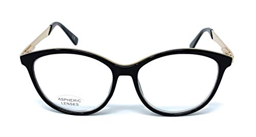 VENICE EYEWEAR OCCHIALI | Gafas de lectura Presbicia Vista Cansada Mujer Diore negro Diseño Moderno Moda Nuevo modelo (1,00)