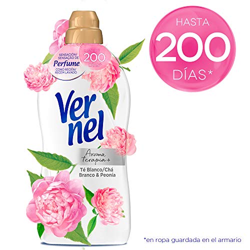 Vernel Suavizante Concentrado para la Ropa Aromaterapia Té & Peonia - Pack de 8x57D, Total 456 Lavados (10.4 L)