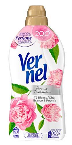 Vernel Suavizante Concentrado para la Ropa Aromaterapia Té & Peonia - Pack de 8x57D, Total 456 Lavados (10.4 L)