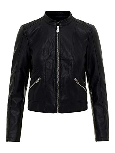 Vero Moda Vmkhloe Favo Faux Leather Jacket Noos Chaqueta, Negro (Black), 44 (Talla del Fabricante: X-Large) para Mujer