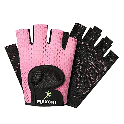 VERTAST Guantes de Gimnasio con Agarre Acolchado sin Dedos para Levantamiento de Pesas Entrenamiento Combinado Ciclismo Crossfit, para Mujer y Hombre, Rosa, M