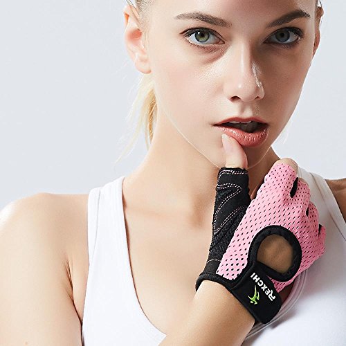 VERTAST Guantes de Gimnasio con Agarre Acolchado sin Dedos para Levantamiento de Pesas Entrenamiento Combinado Ciclismo Crossfit, para Mujer y Hombre, Rosa, M