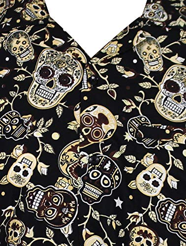 V.H.O. Funky Camisa Hawaiana, Skull, Sepia, 6XL