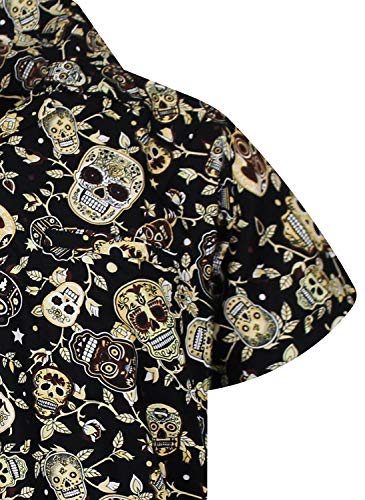 V.H.O. Funky Camisa Hawaiana, Skull, Sepia, 6XL