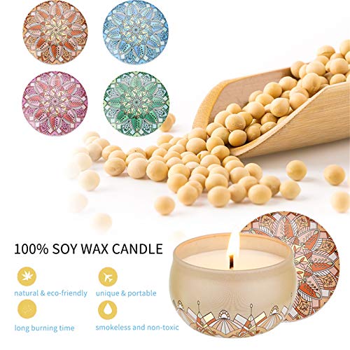 Viesap Velas Aromaticas, 4pcs Cera de Soja 100% Natural, Vela Aromática Caja de Regalo, Mujer Velas Perfumadas, Aromaterapia Relajación Baño Yoga Acción de Gracias Navidad Día de San Valentín Regalos