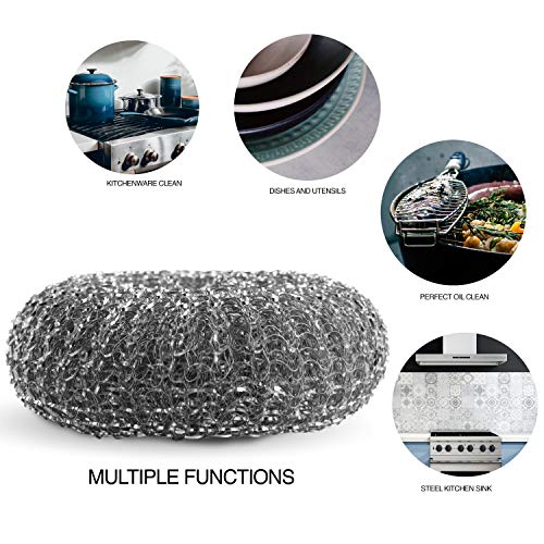 VINDOR Estropajo de acero - Esponja metálica limpiadora de ollas y cazuelas, elimina toda la suciedad, 10 Estropajos