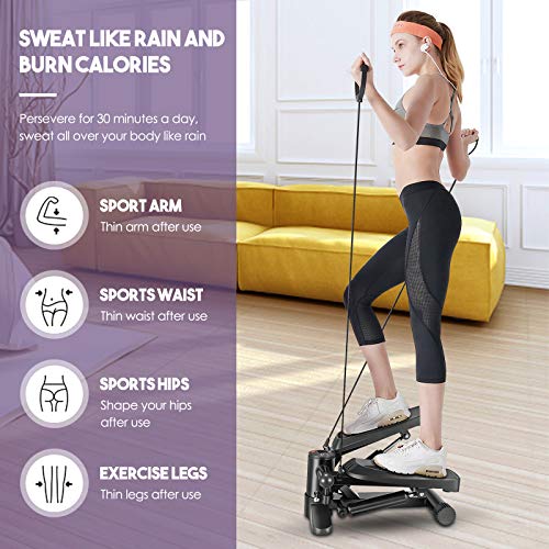 Vogvigo Stepper, Multifuncional Step Fitness en Casa con Pantalla y Cintas de Entrenamiento, Aparatos para Hacer Ejercicio Casa Profesionales para Glúteos/Piernas/Cardio, Sin Ruido/MAX-Carga 150 kg