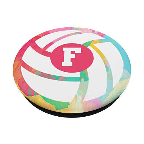 Volleyball pastel nombre niña inicial letra F PopSockets PopGrip Intercambiable