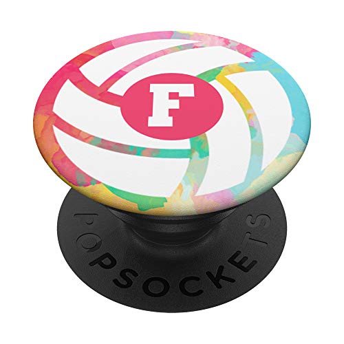 Volleyball pastel nombre niña inicial letra F PopSockets PopGrip Intercambiable